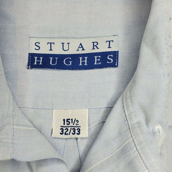 Stuart Hughes 15 1/2 32-33 Button Up Blue Dress Shirt With Extra Buttons - Picture 9 of 10